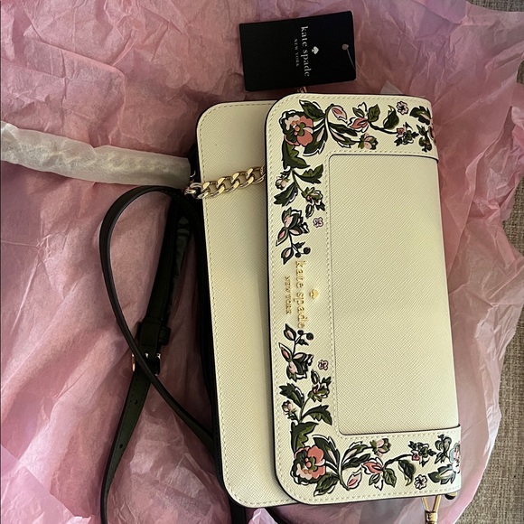 Kate Spade Ivory and Green Floral Crossbody Bag - Picture 2 of 5